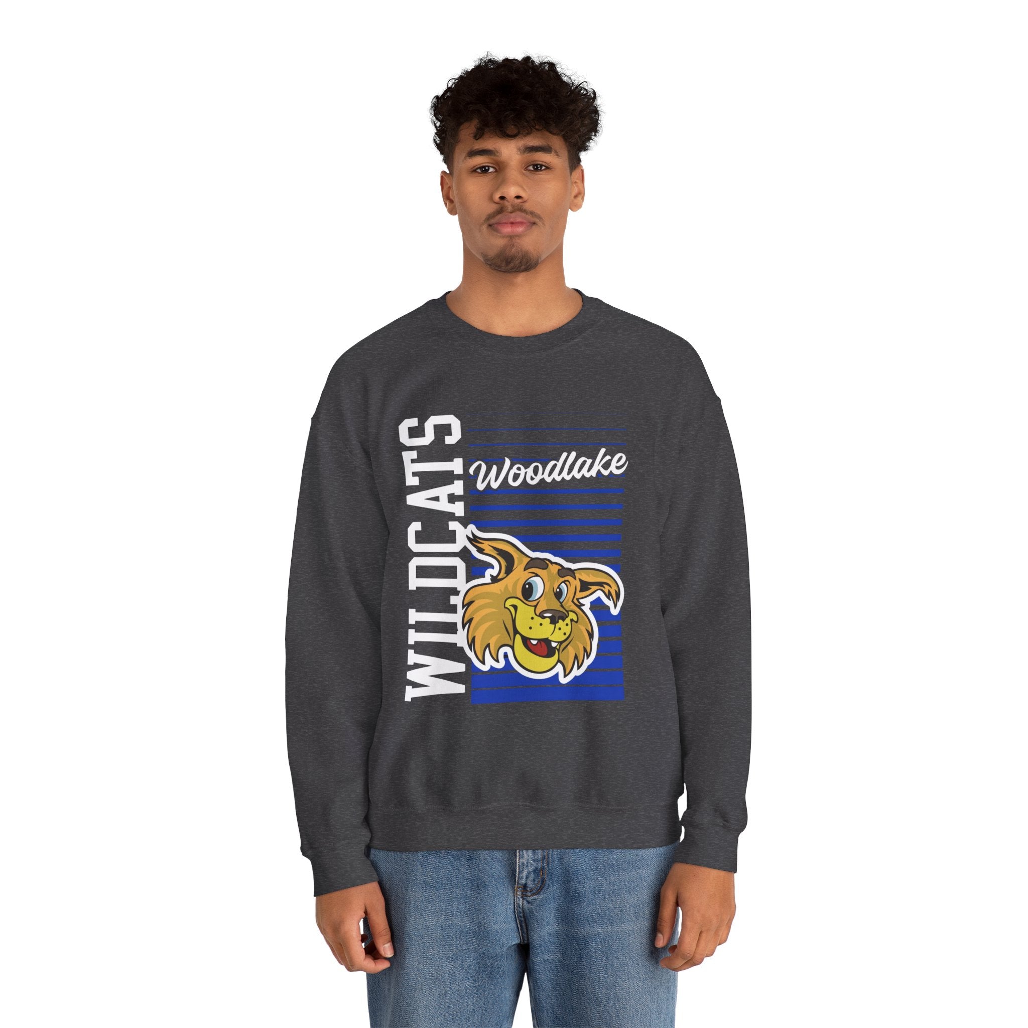 ADULT Wildcats Woodlake Crewneck Sweatshirt — Vintage Mascot School Spirit