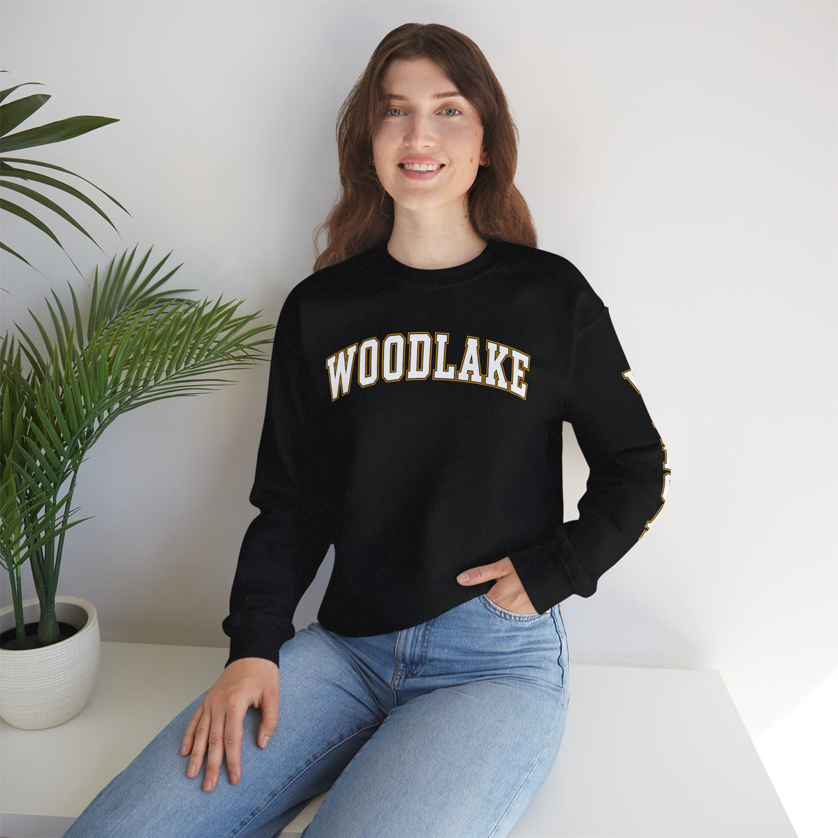 ADULT Woodlake Crewneck Sweatshirt | Collegiate Arc Logo Pullover