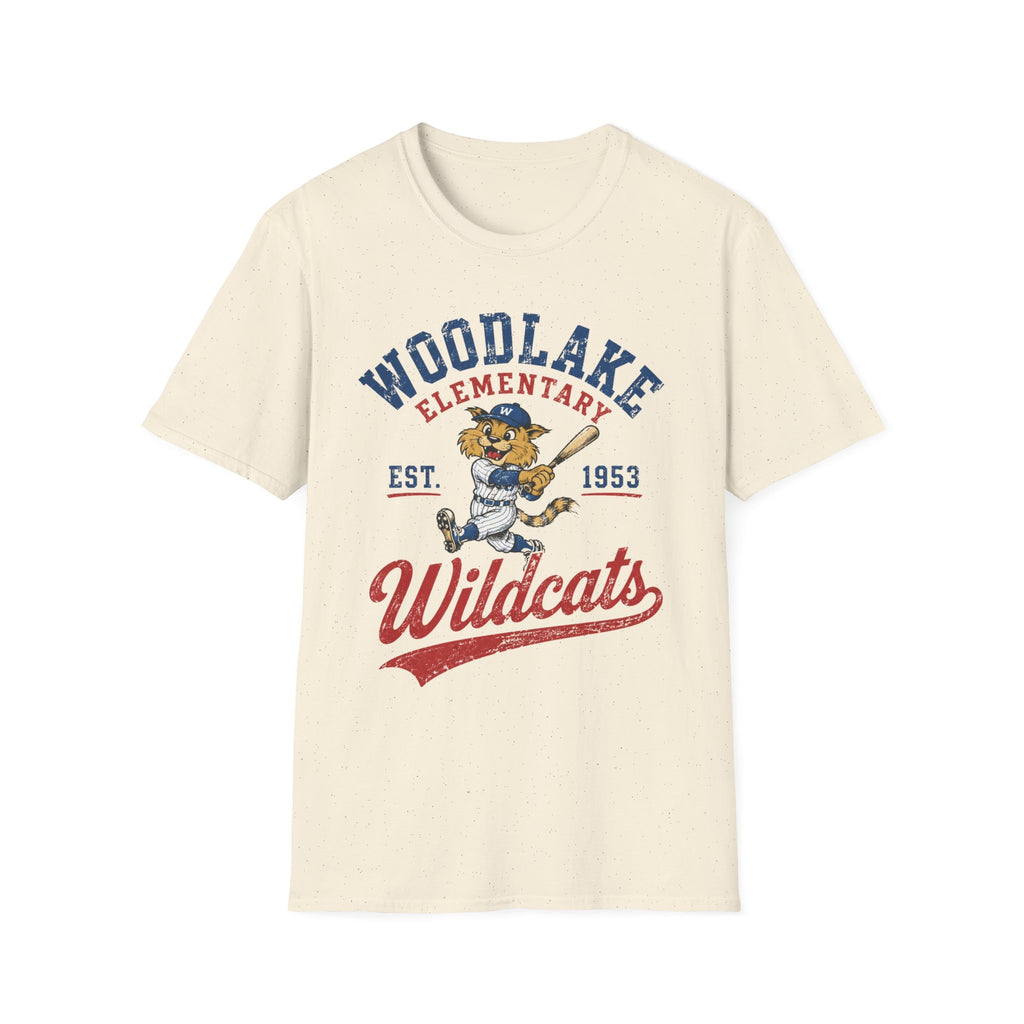 ADULT Woodlake Elementary Wildcats Vintage Baseball T-Shirt — Est. 1953