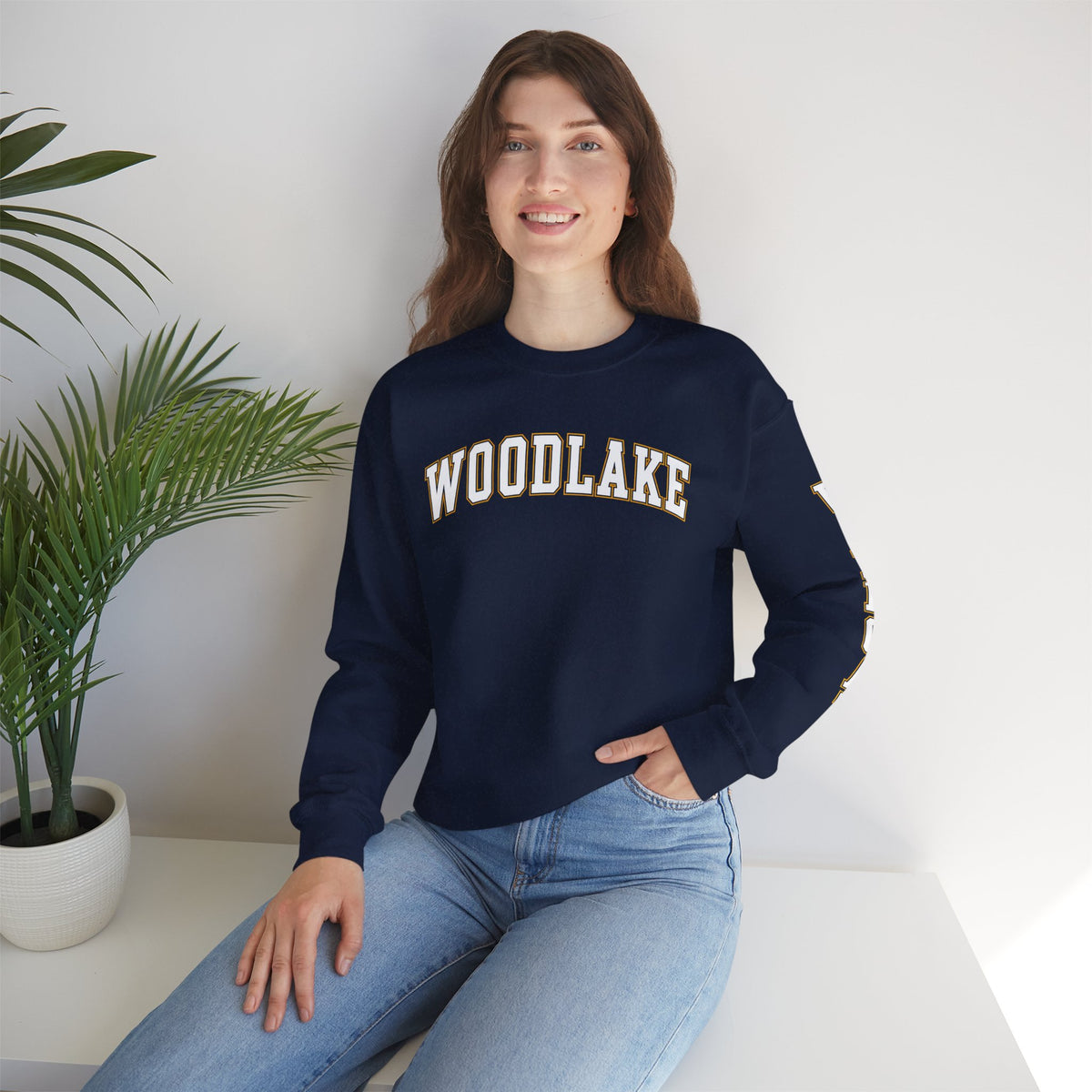ADULT Woodlake Crewneck Sweatshirt | Collegiate Arc Logo Pullover