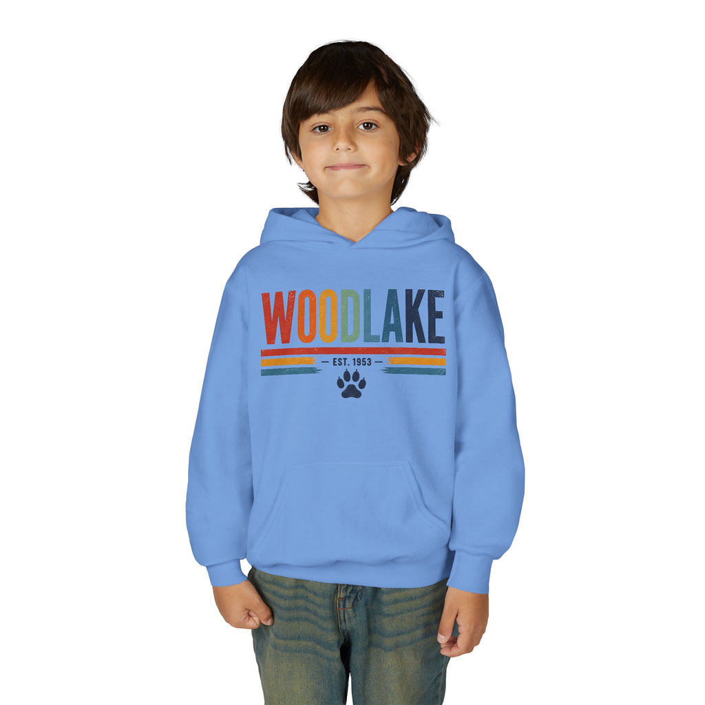 YOUTH Woodlake Retro Hoodie – Paw Print & Est. 1953 Kids Sweatshirt