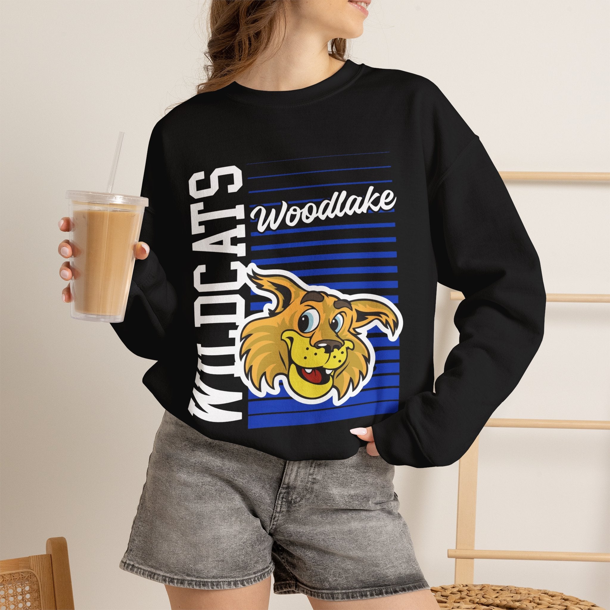 ADULT Wildcats Woodlake Crewneck Sweatshirt — Vintage Mascot School Spirit