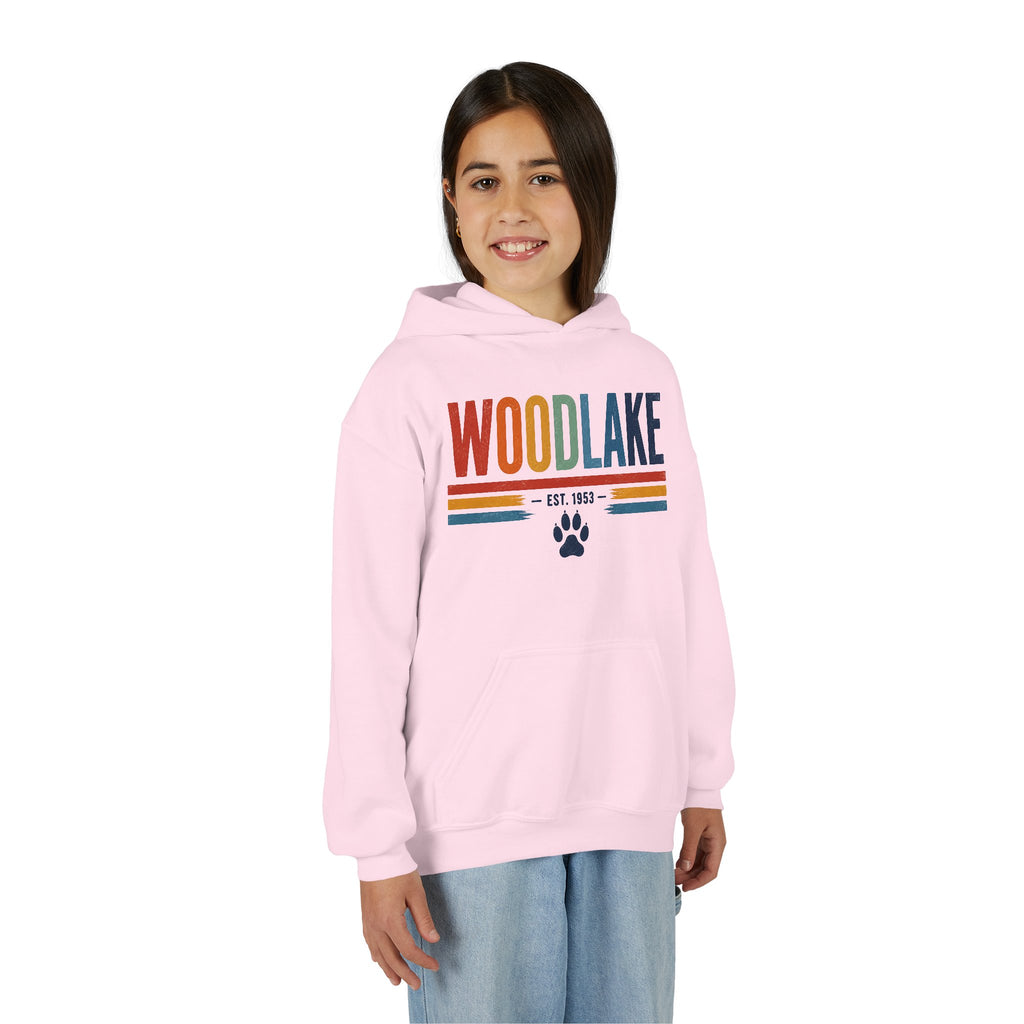 YOUTH Woodlake Retro Hoodie – Paw Print & Est. 1953 Kids Sweatshirt