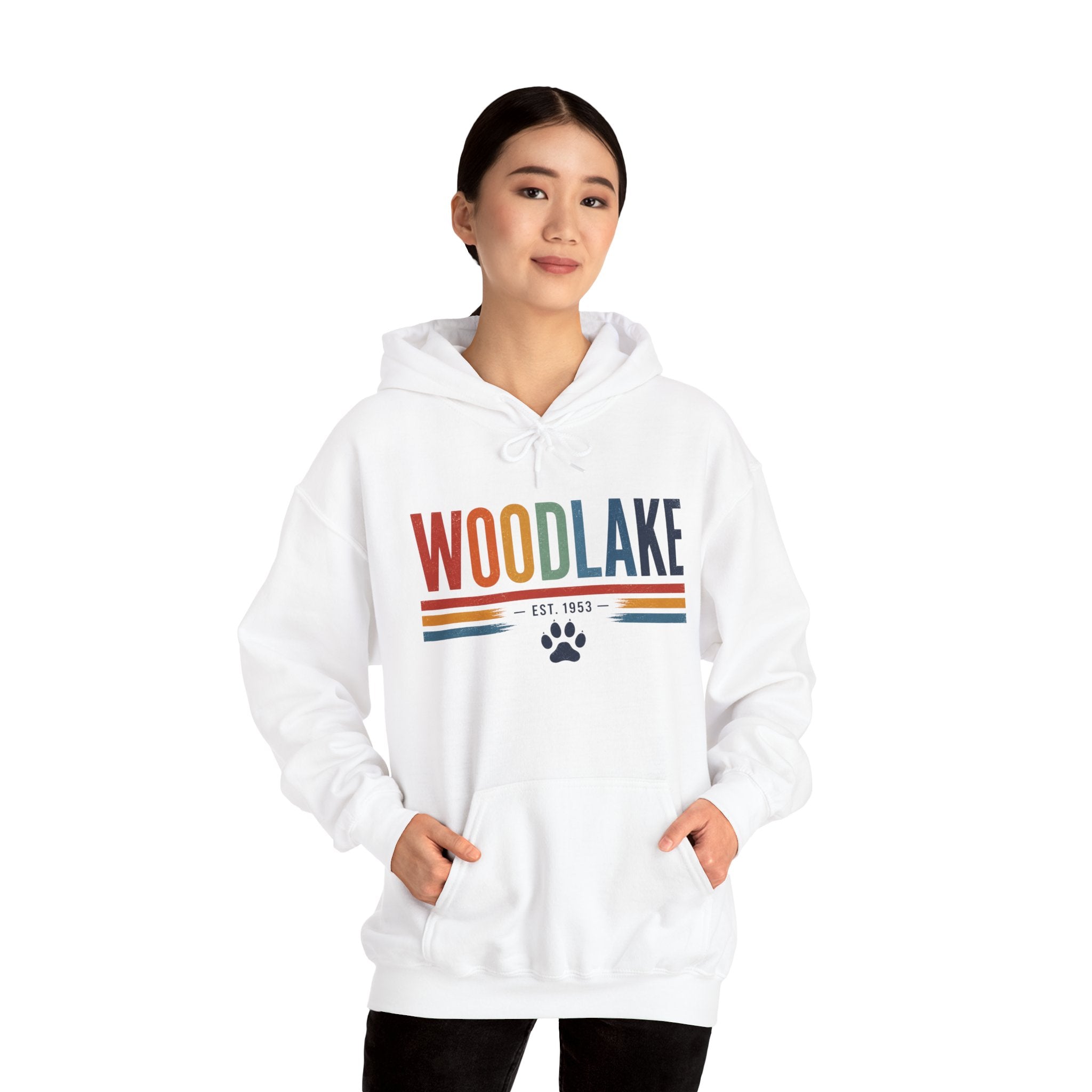 ADULT Woodlake Est. 1953 Hoodie – Retro School Spirit Sweatshirt