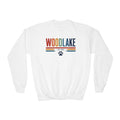 YOUTH Woodlake Crewneck Sweatshirt — Retro Striped Paw Logo