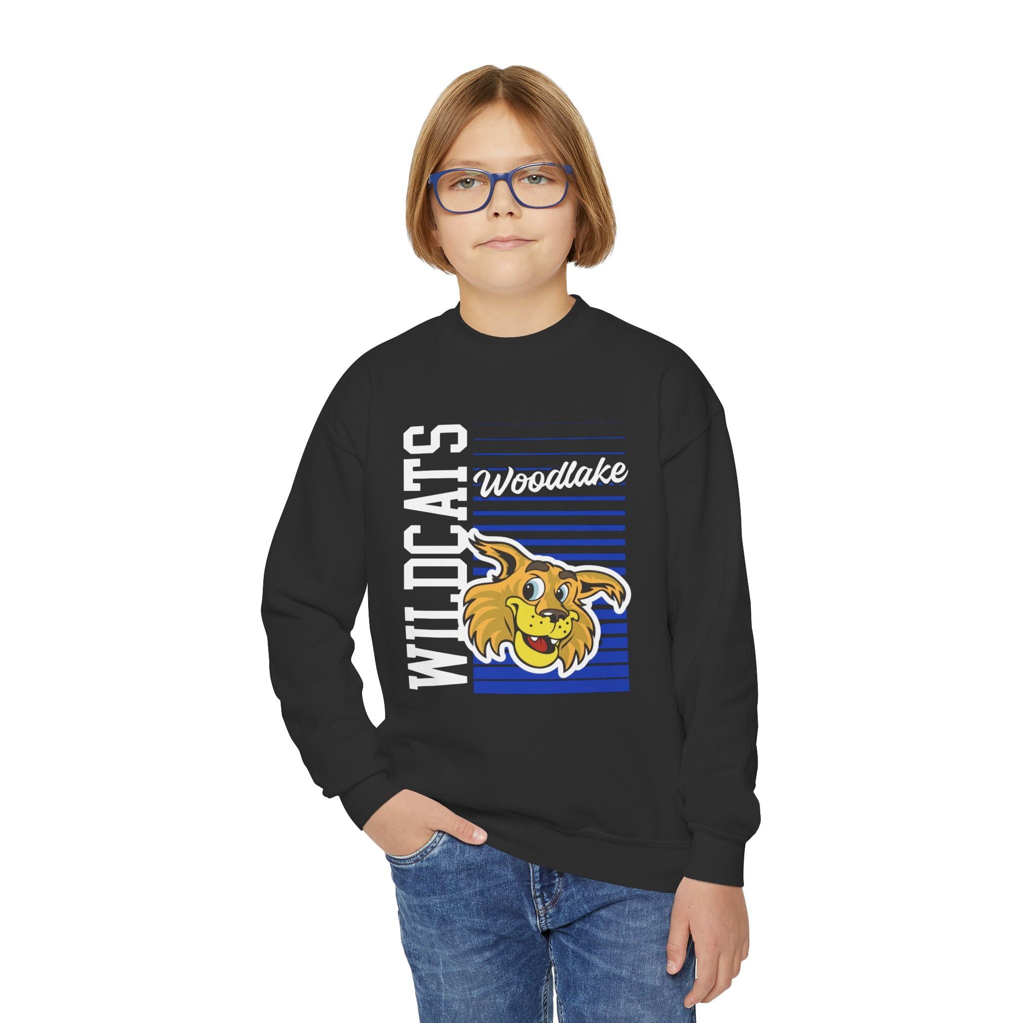 YOUTH Wildcats Woodlake Crewneck Sweatshirt - School Mascot Pullover