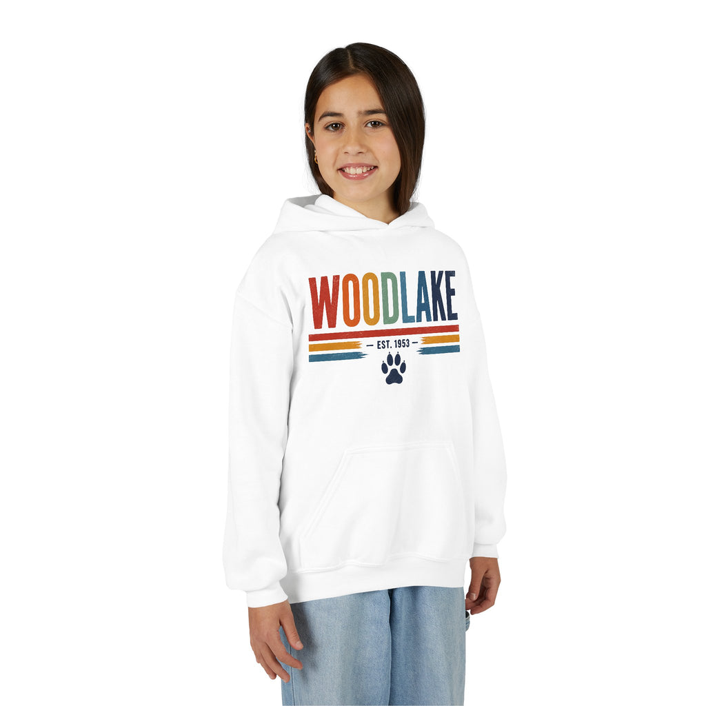 YOUTH Woodlake Retro Hoodie – Paw Print & Est. 1953 Kids Sweatshirt