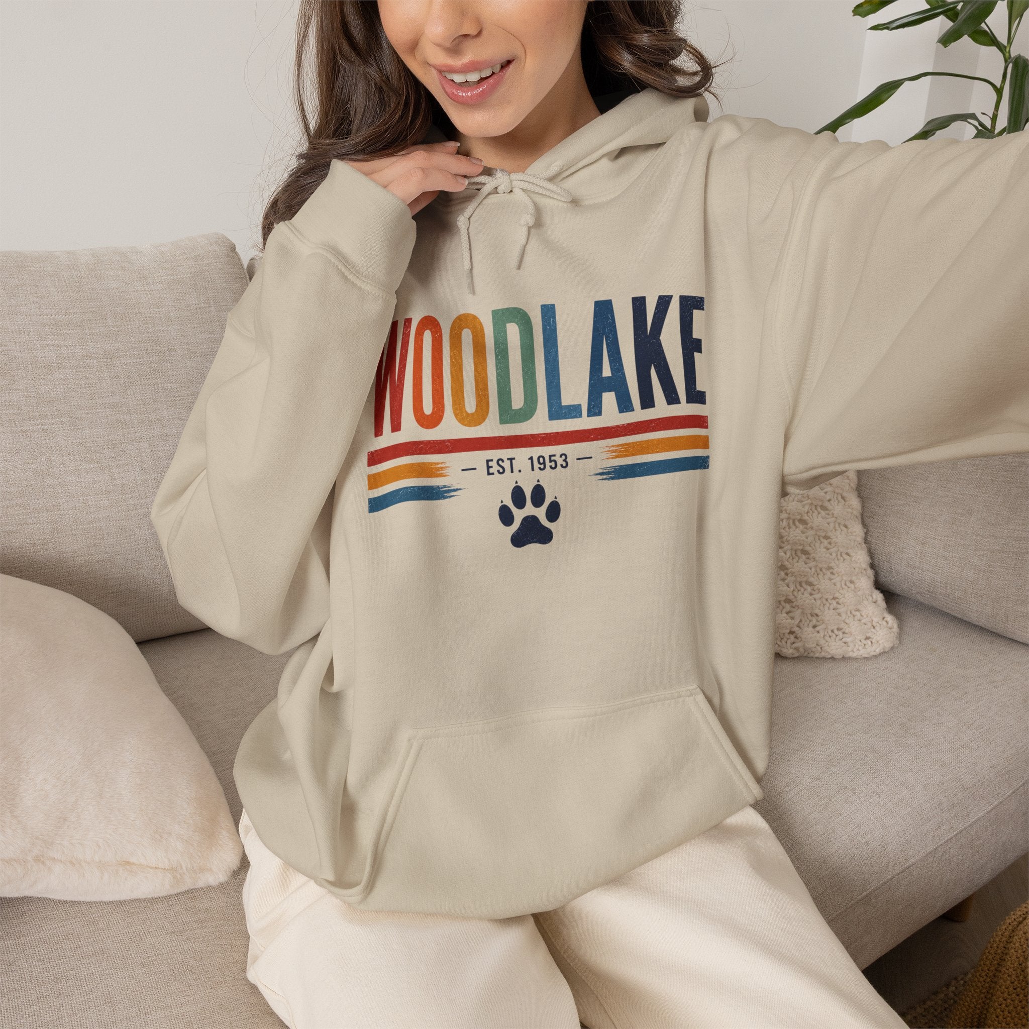 ADULT Woodlake Est. 1953 Hoodie – Retro School Spirit Sweatshirt