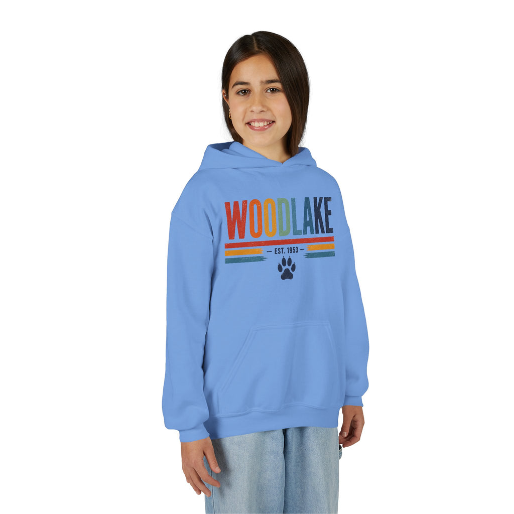 YOUTH Woodlake Retro Hoodie – Paw Print & Est. 1953 Kids Sweatshirt