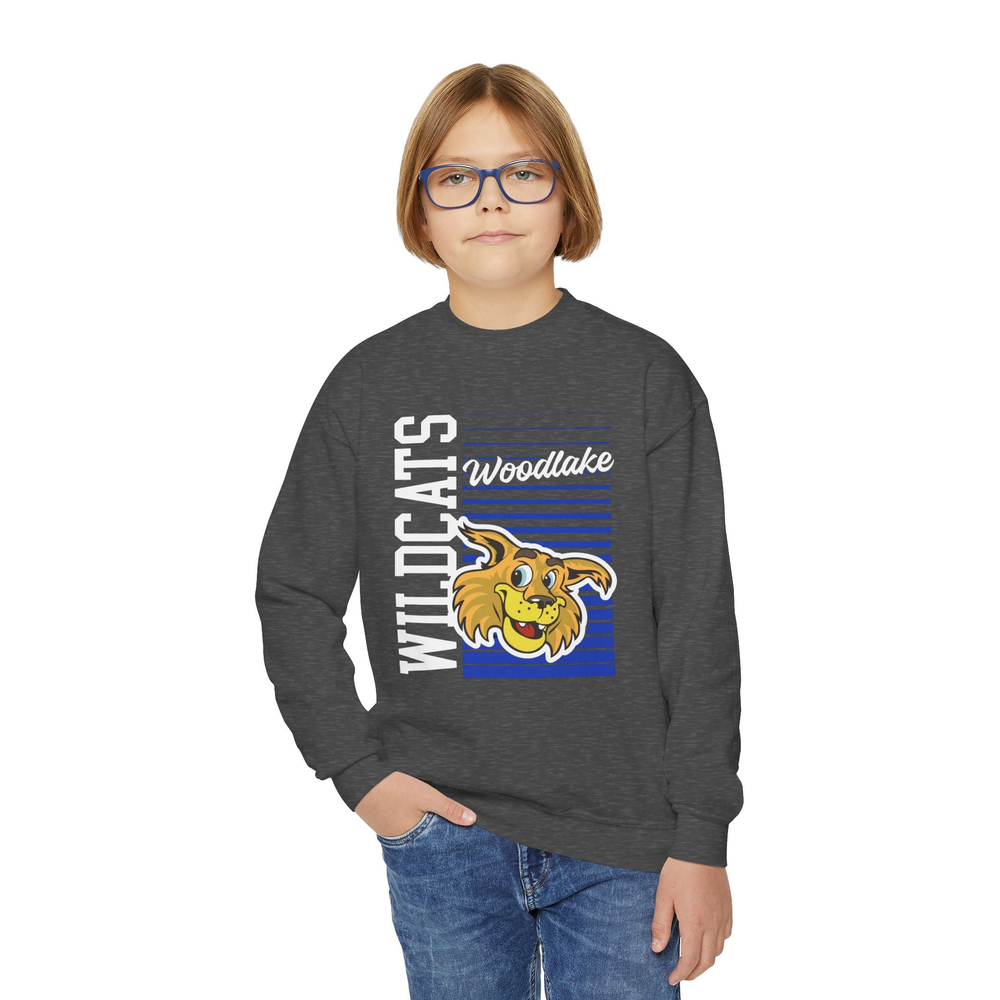 YOUTH Wildcats Woodlake Crewneck Sweatshirt - School Mascot Pullover