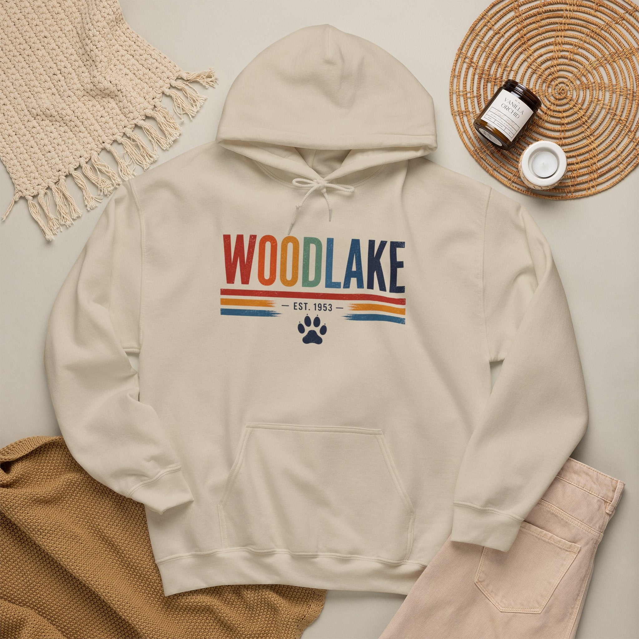 ADULT Woodlake Est. 1953 Hoodie – Retro School Spirit Sweatshirt
