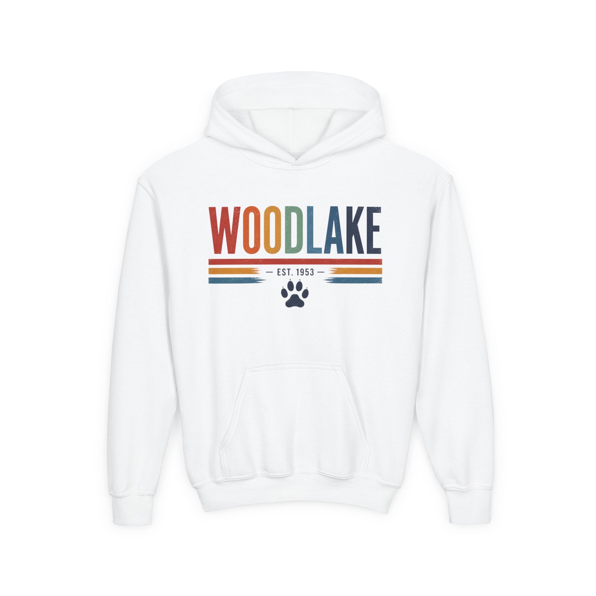 YOUTH Woodlake Retro Hoodie – Paw Print & Est. 1953 Kids Sweatshirt