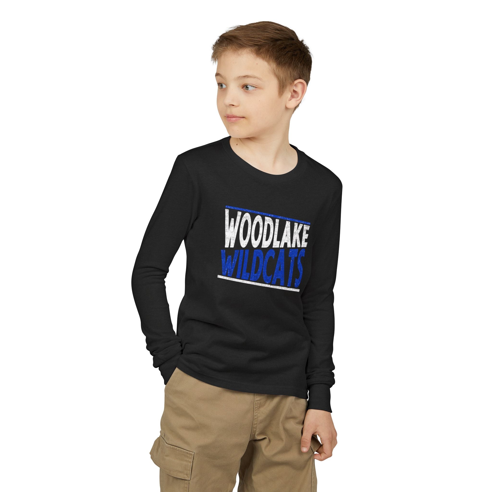 YOUTH Woodlake Wildcats Long Sleeve Tee — School Spirit Football Shirt