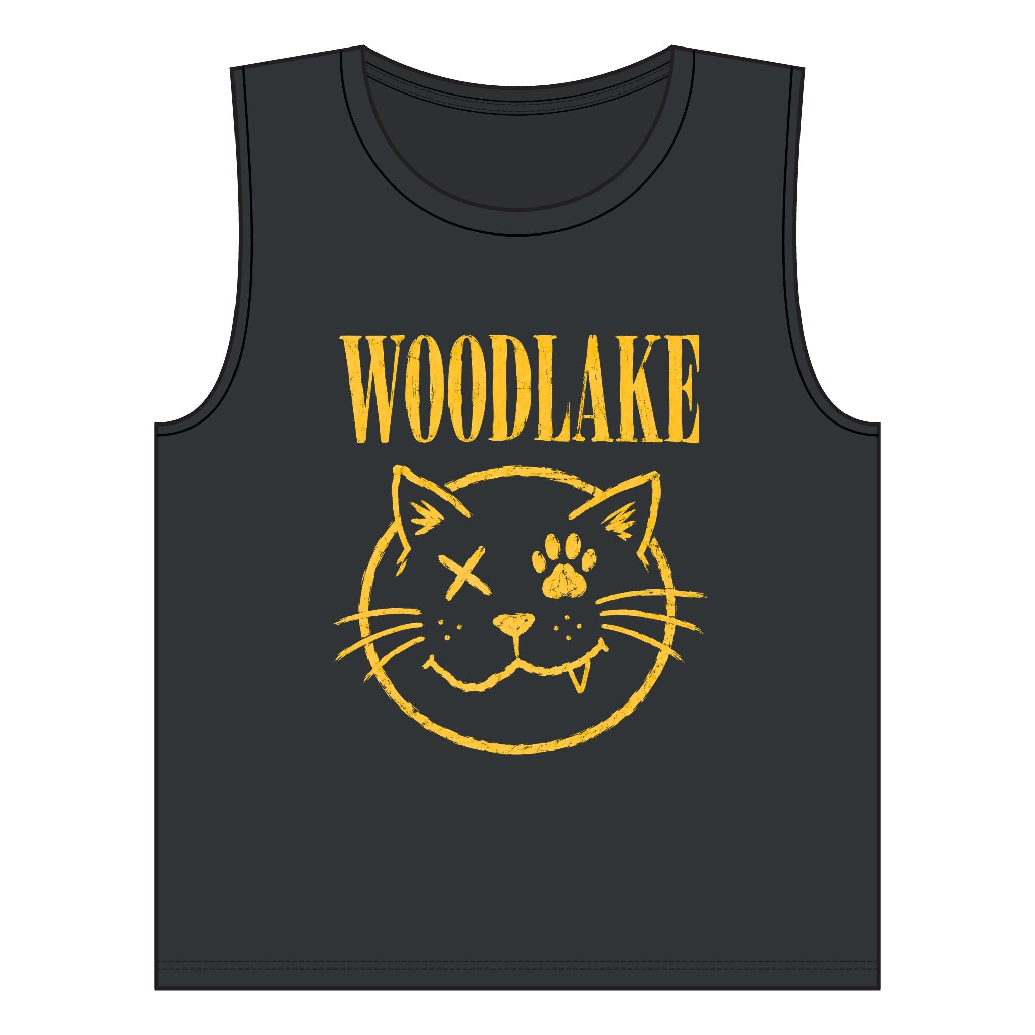 Woodlake Cat Graphic Muscle Tank - Women's Black Vintage Kitty Tank Top