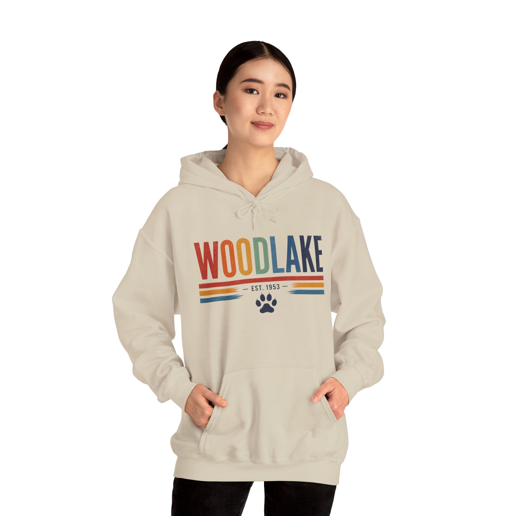 ADULT Woodlake Est. 1953 Hoodie – Retro School Spirit Sweatshirt