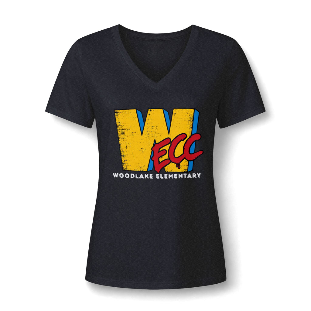 Women's V-Neck Tee — Retro 'WECC'