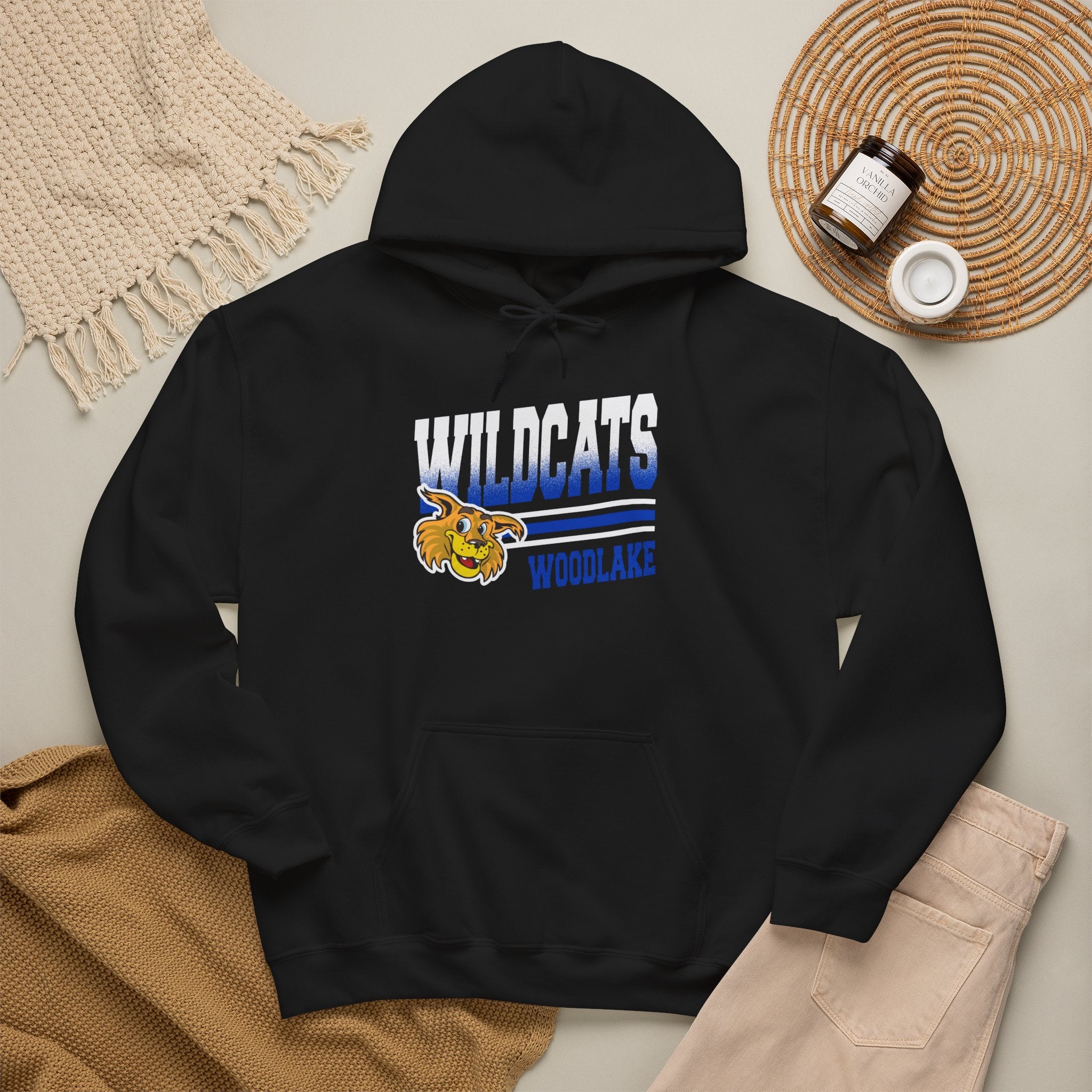 ADULT Woodlake Wildcats Hoodie — School Mascot Hooded Sweatshirt