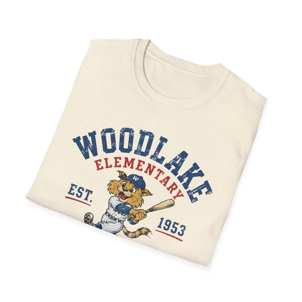 ADULT Woodlake Elementary Wildcats Vintage Baseball T-Shirt — Est. 1953