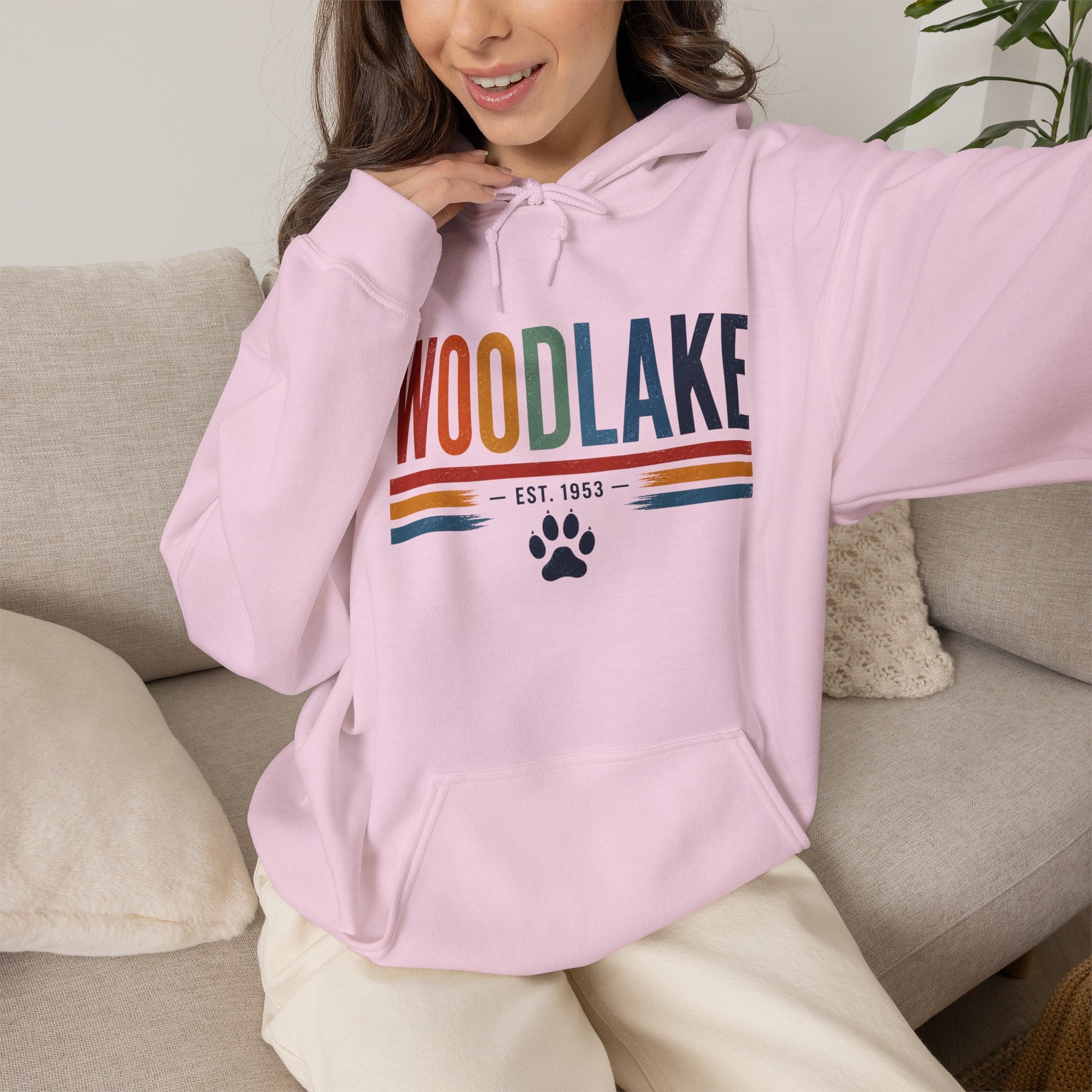 ADULT Woodlake Est. 1953 Hoodie – Retro School Spirit Sweatshirt