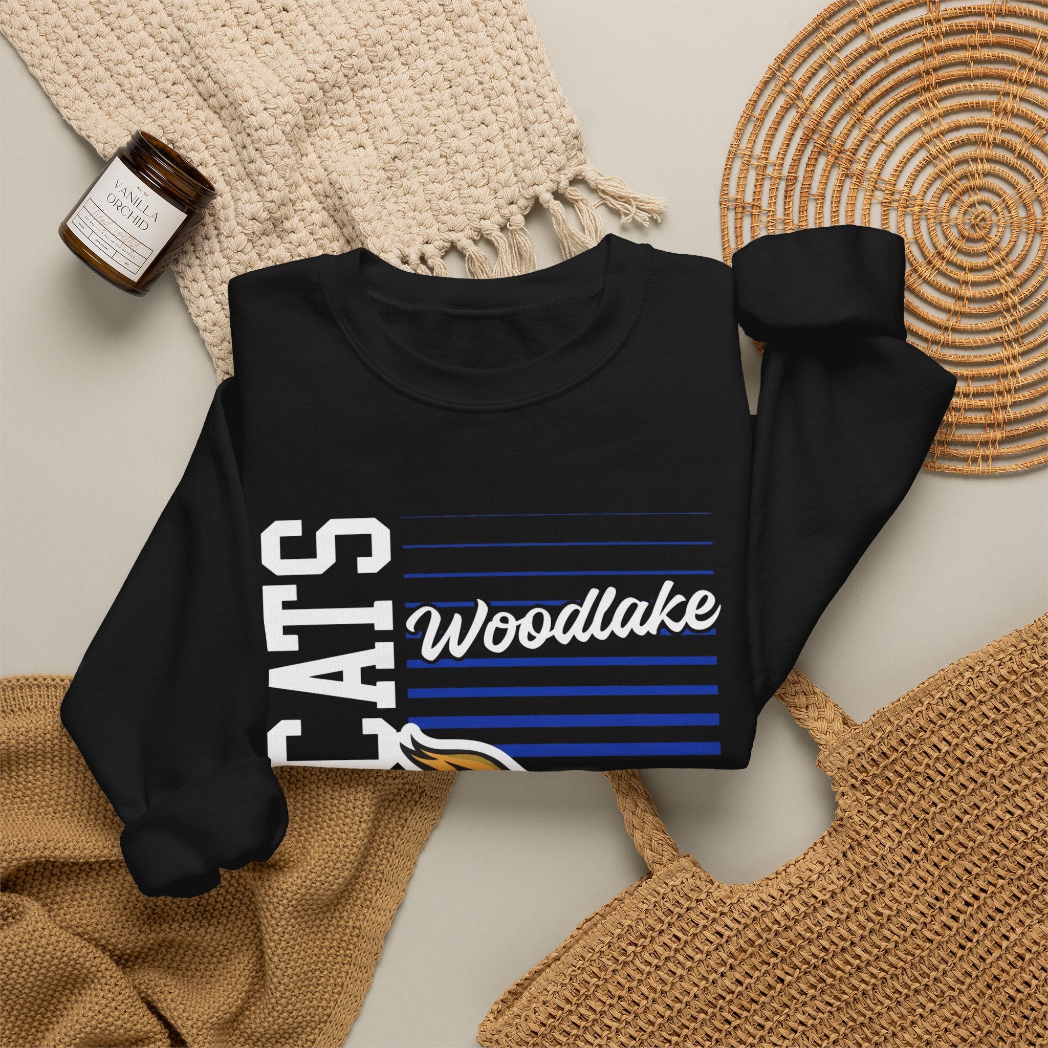 ADULT Wildcats Woodlake Crewneck Sweatshirt — Vintage Mascot School Spirit