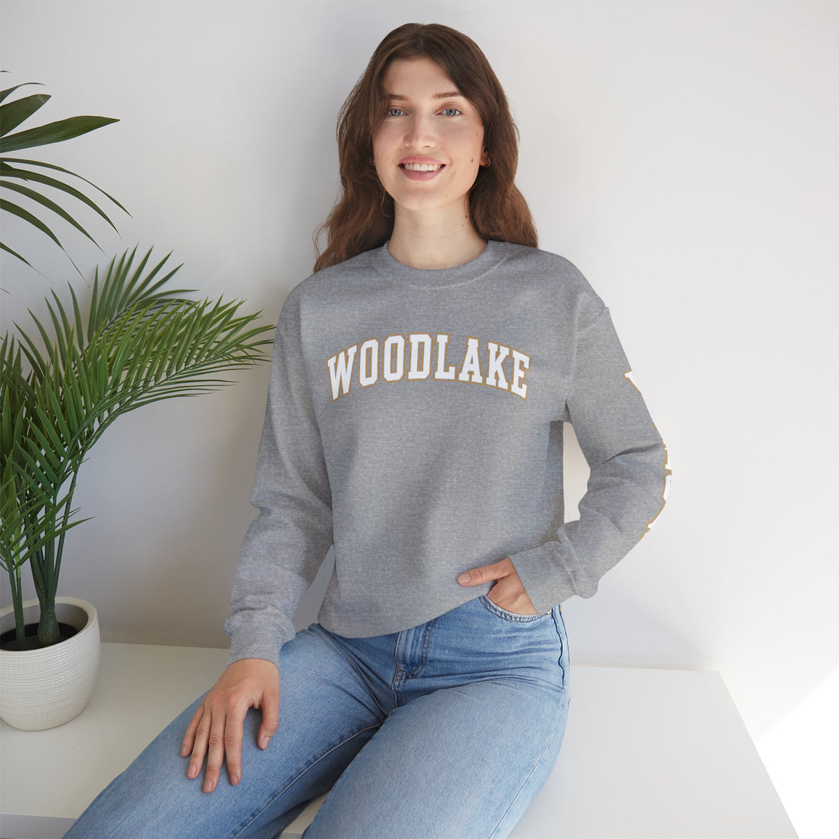 ADULT Woodlake Crewneck Sweatshirt | Collegiate Arc Logo Pullover