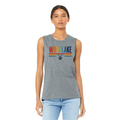 Woodlake Retro Striped Muscle Tank – 'Woodlake Est. 1953' Paw Print