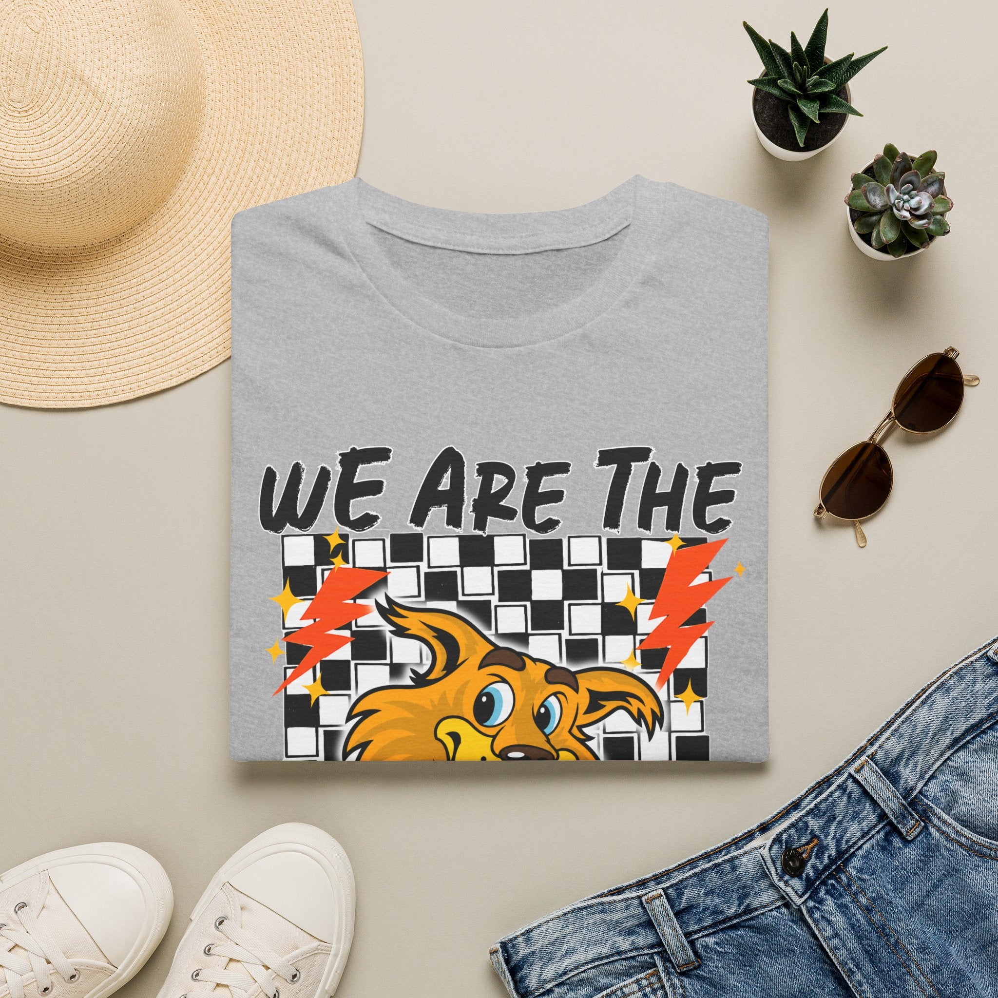 ADULT Wildcats Checkerboard T-Shirt — "We Are The Wildcats" Retro Mascot Tee