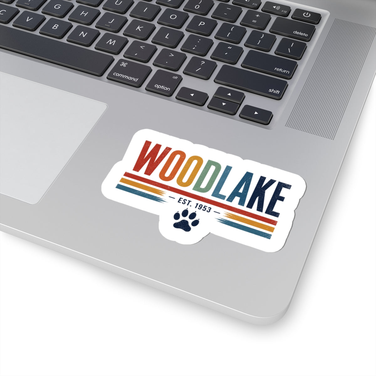 Woodlake Retro Sticker — EST. 1953 Vintage Striped Decal