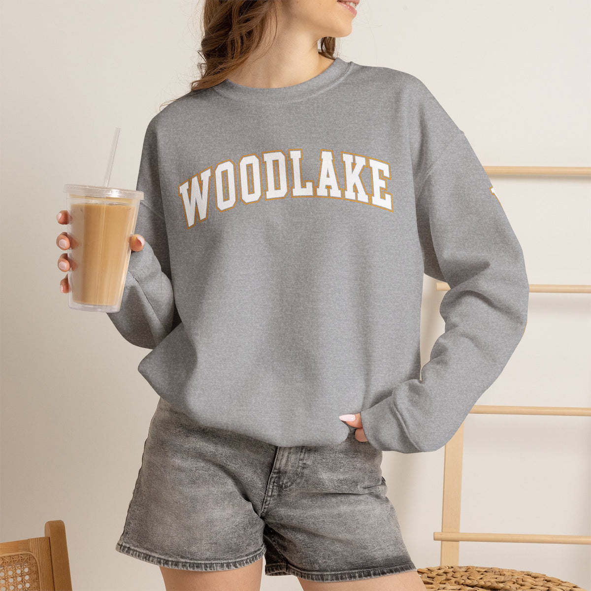 ADULT Woodlake Crewneck Sweatshirt | Collegiate Arc Logo Pullover