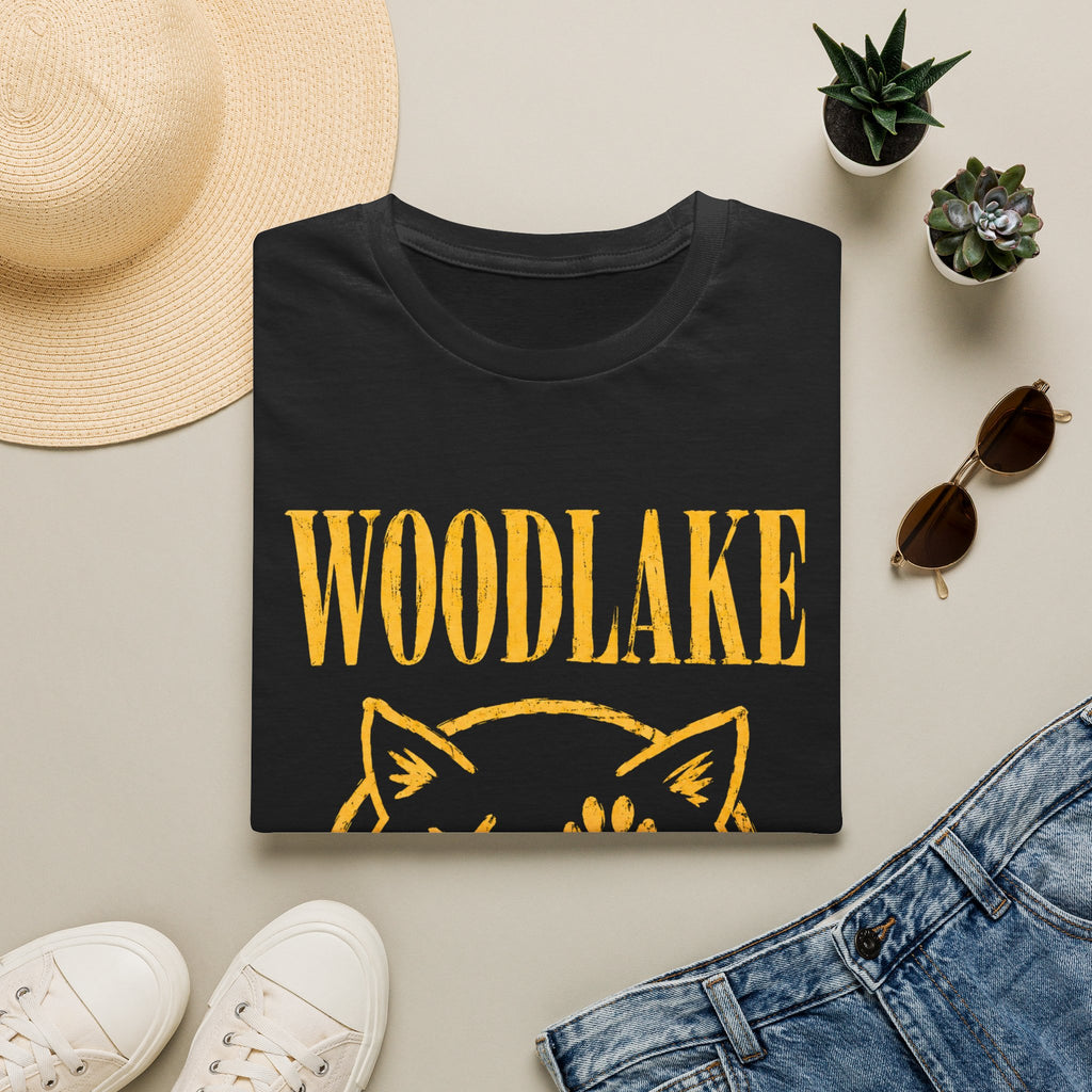ADULT Woodlake Vintage Cat T‑Shirt — Retro School/Team Spirit Tee