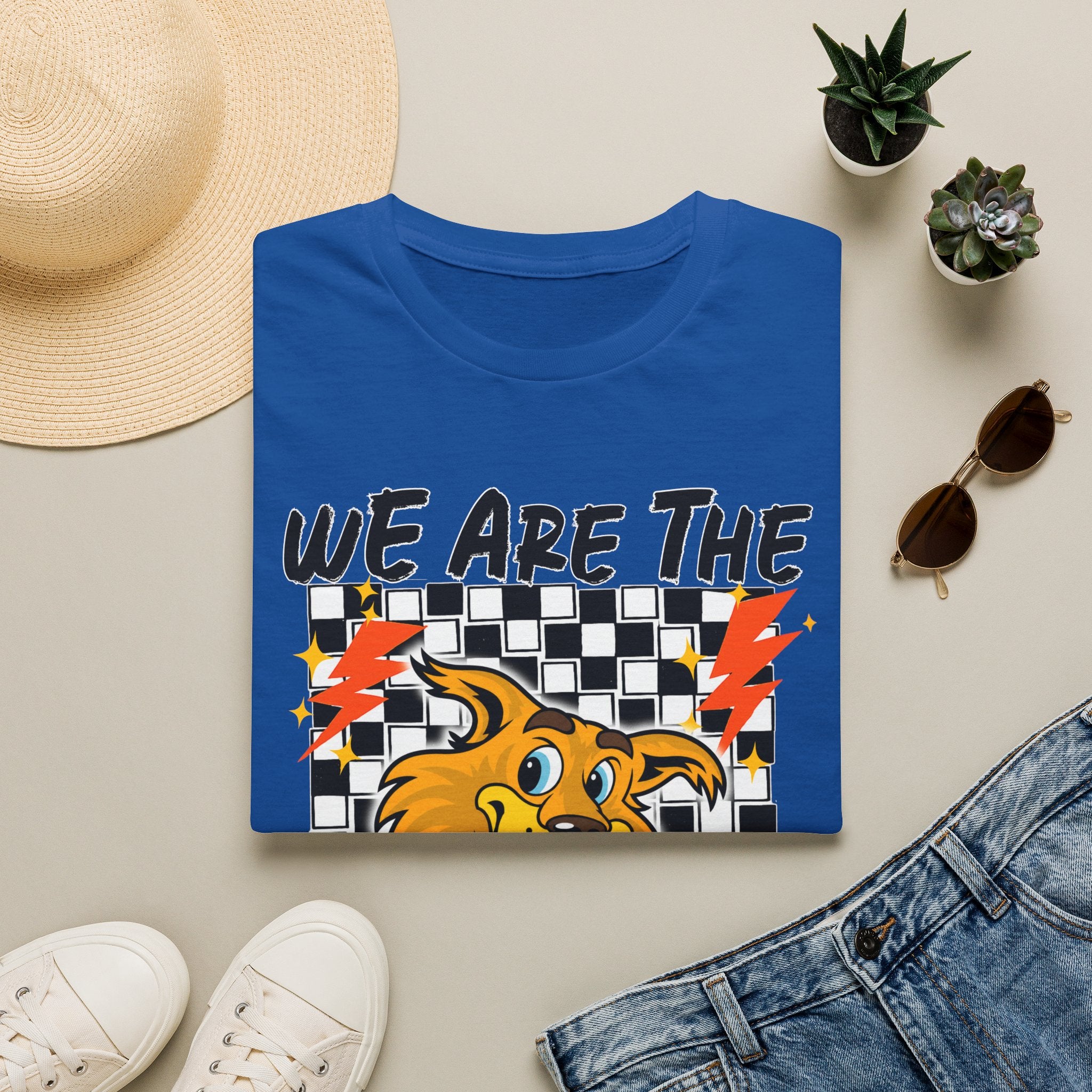 ADULT Wildcats Checkerboard T-Shirt — "We Are The Wildcats" Retro Mascot Tee