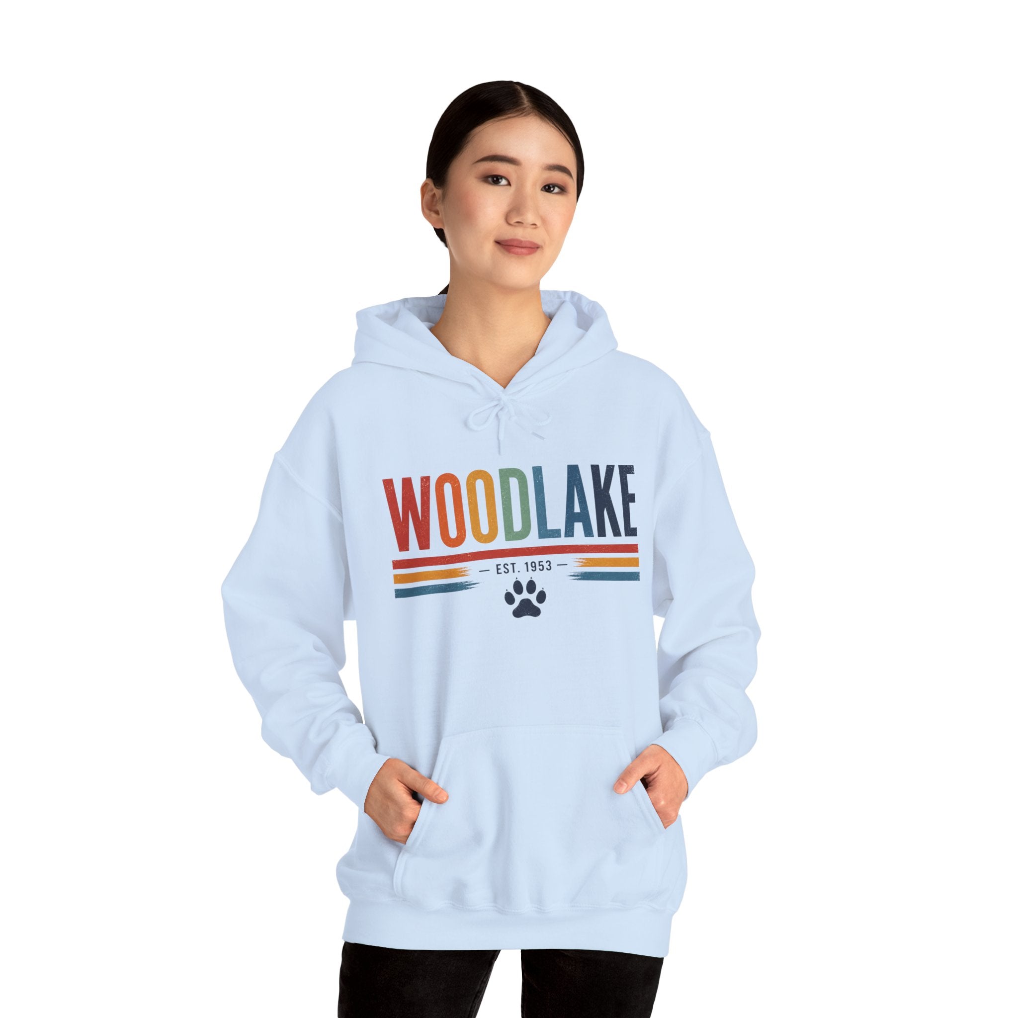 ADULT Woodlake Est. 1953 Hoodie – Retro School Spirit Sweatshirt