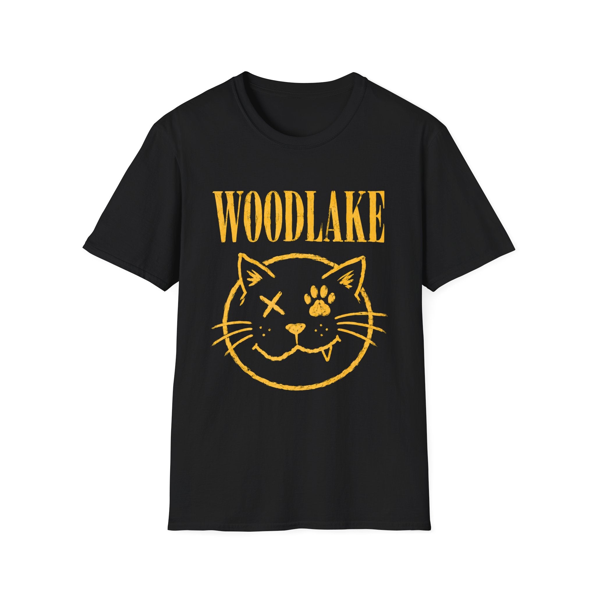 ADULT Woodlake Vintage Cat T‑Shirt — Retro School/Team Spirit Tee