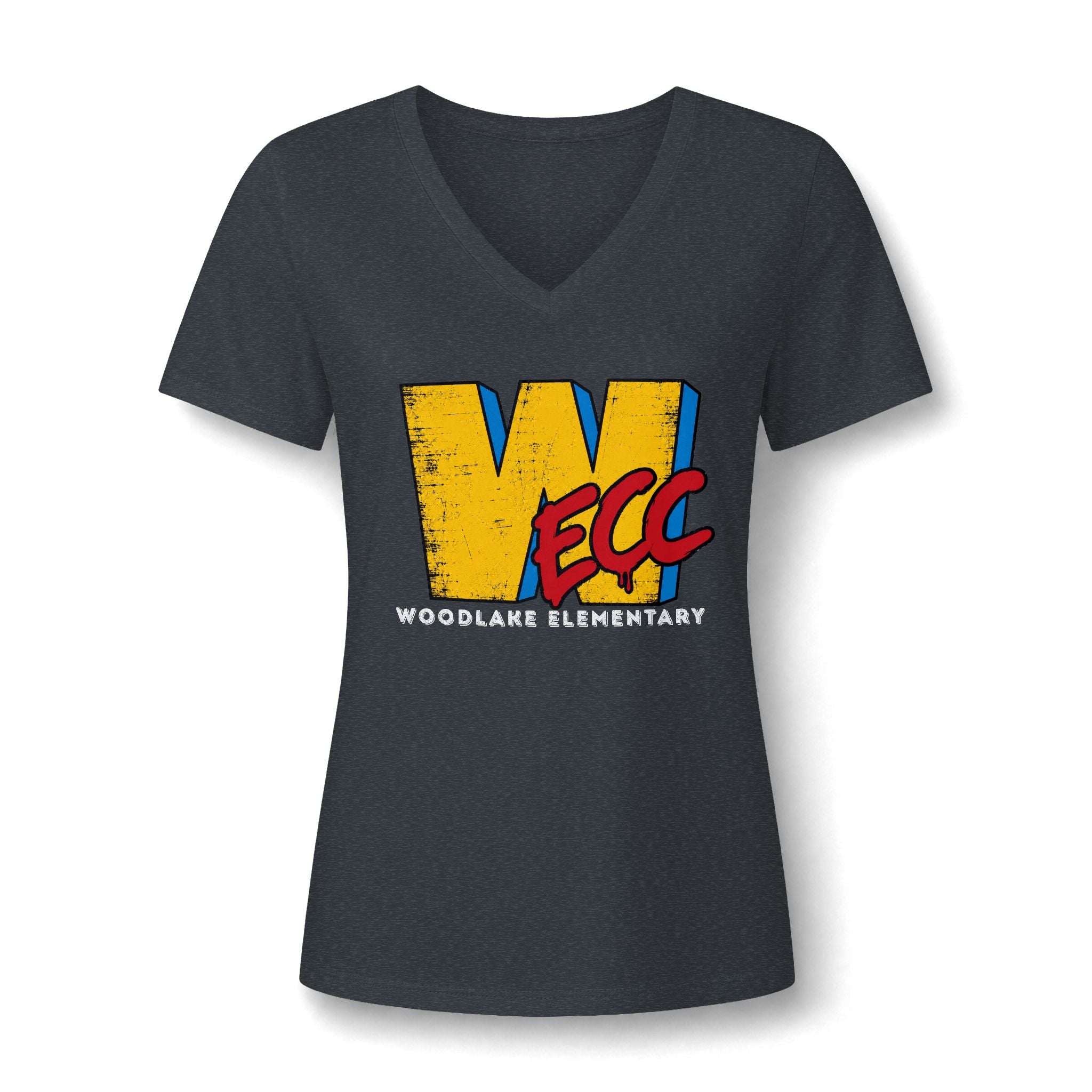 Women's V-Neck Tee — Retro 'WECC'