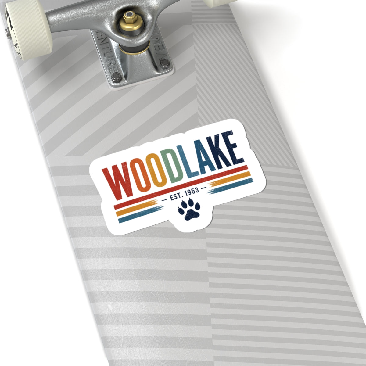 Woodlake Retro Sticker — EST. 1953 Vintage Striped Decal