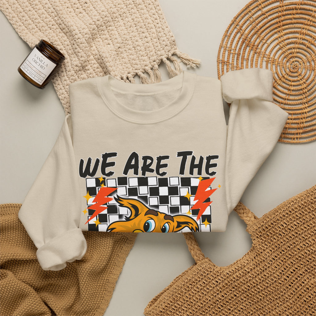 ADULT Wildcats Checkerboard Crewneck Sweatshirt – "We Are The Wildcats" School Spirit Sweater