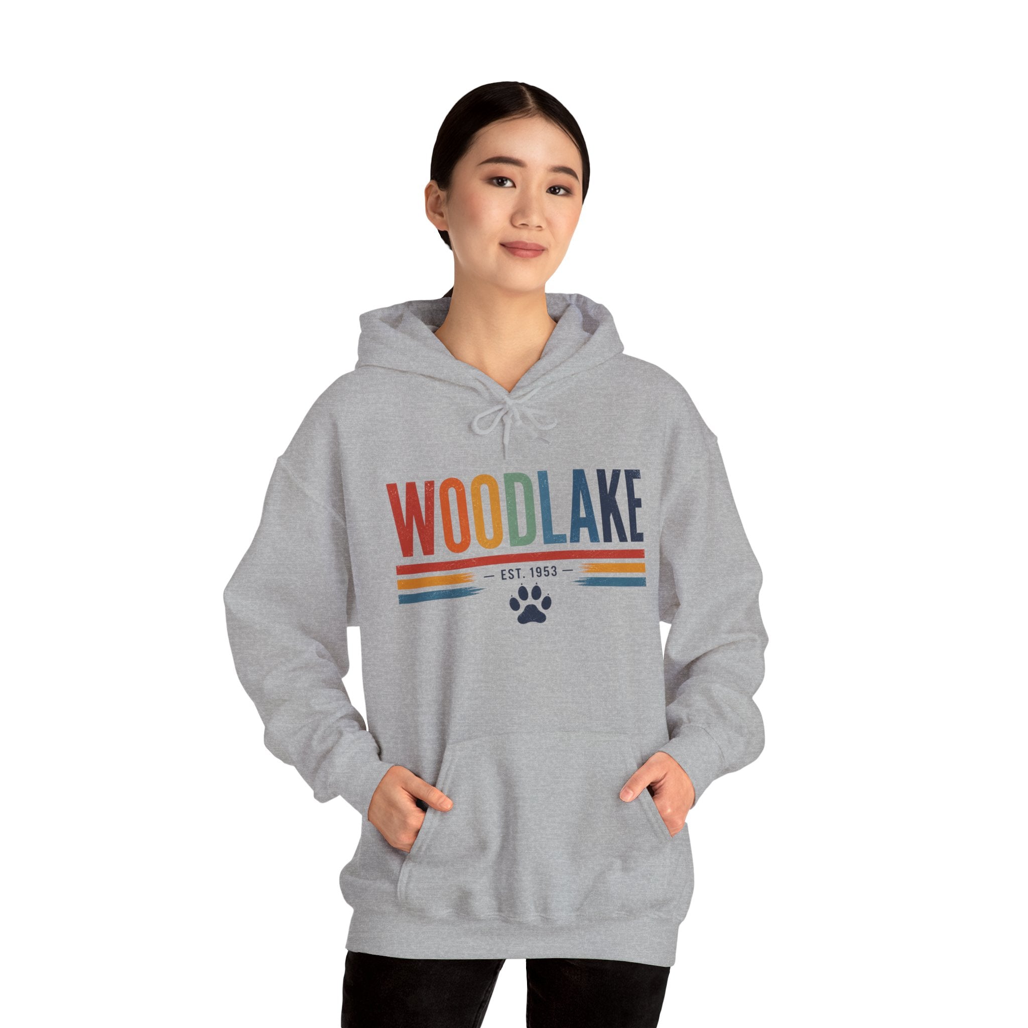 ADULT Woodlake Est. 1953 Hoodie – Retro School Spirit Sweatshirt