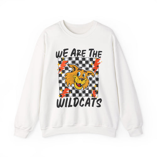 ADULT Wildcats Checkerboard Crewneck Sweatshirt – "We Are The Wildcats" School Spirit Sweater