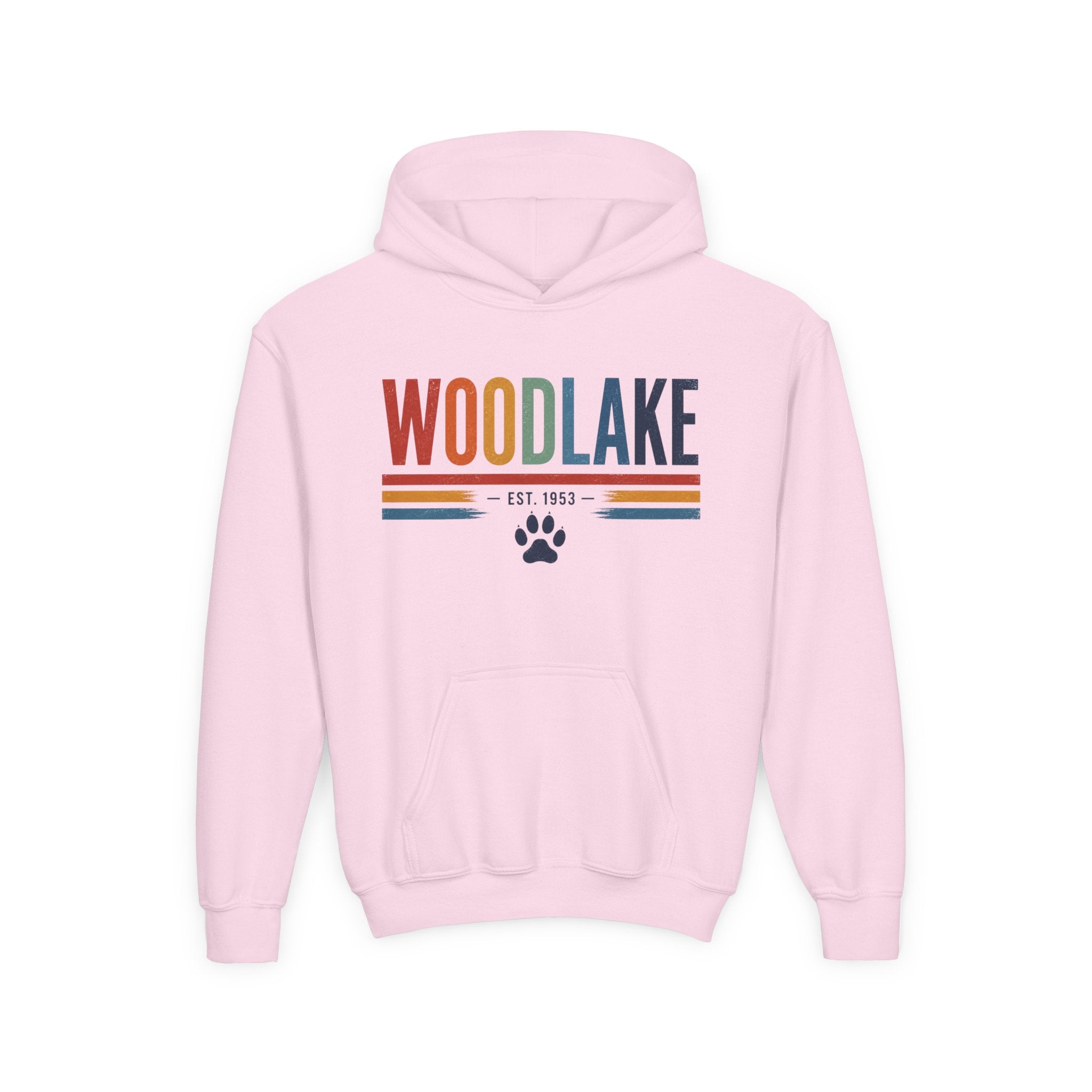 YOUTH Woodlake Retro Hoodie – Paw Print & Est. 1953 Kids Sweatshirt