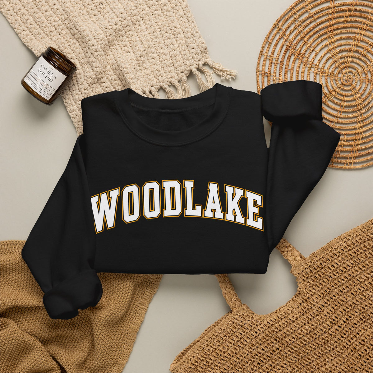 ADULT Woodlake Crewneck Sweatshirt | Collegiate Arc Logo Pullover