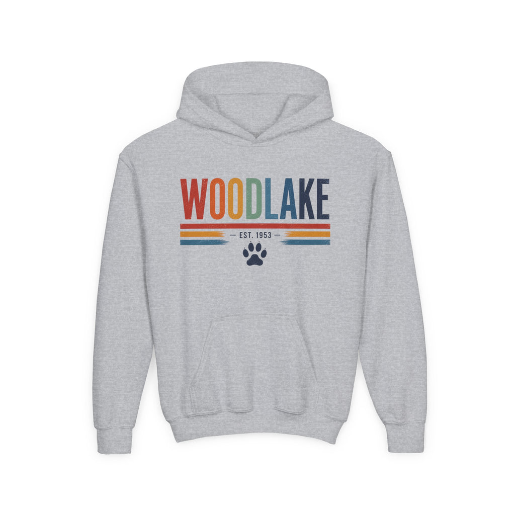 YOUTH Woodlake Retro Hoodie – Paw Print & Est. 1953 Kids Sweatshirt