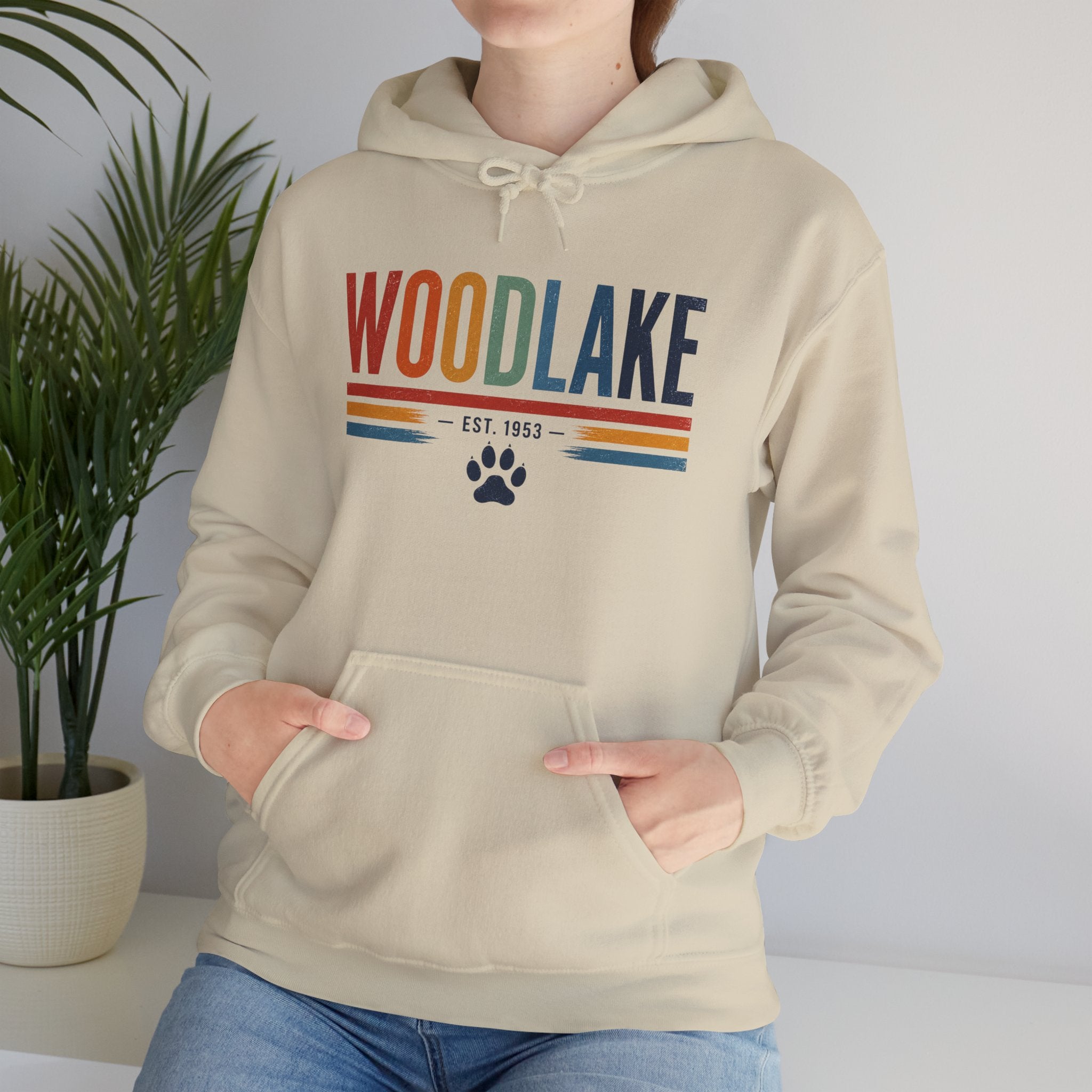 ADULT Woodlake Est. 1953 Hoodie – Retro School Spirit Sweatshirt