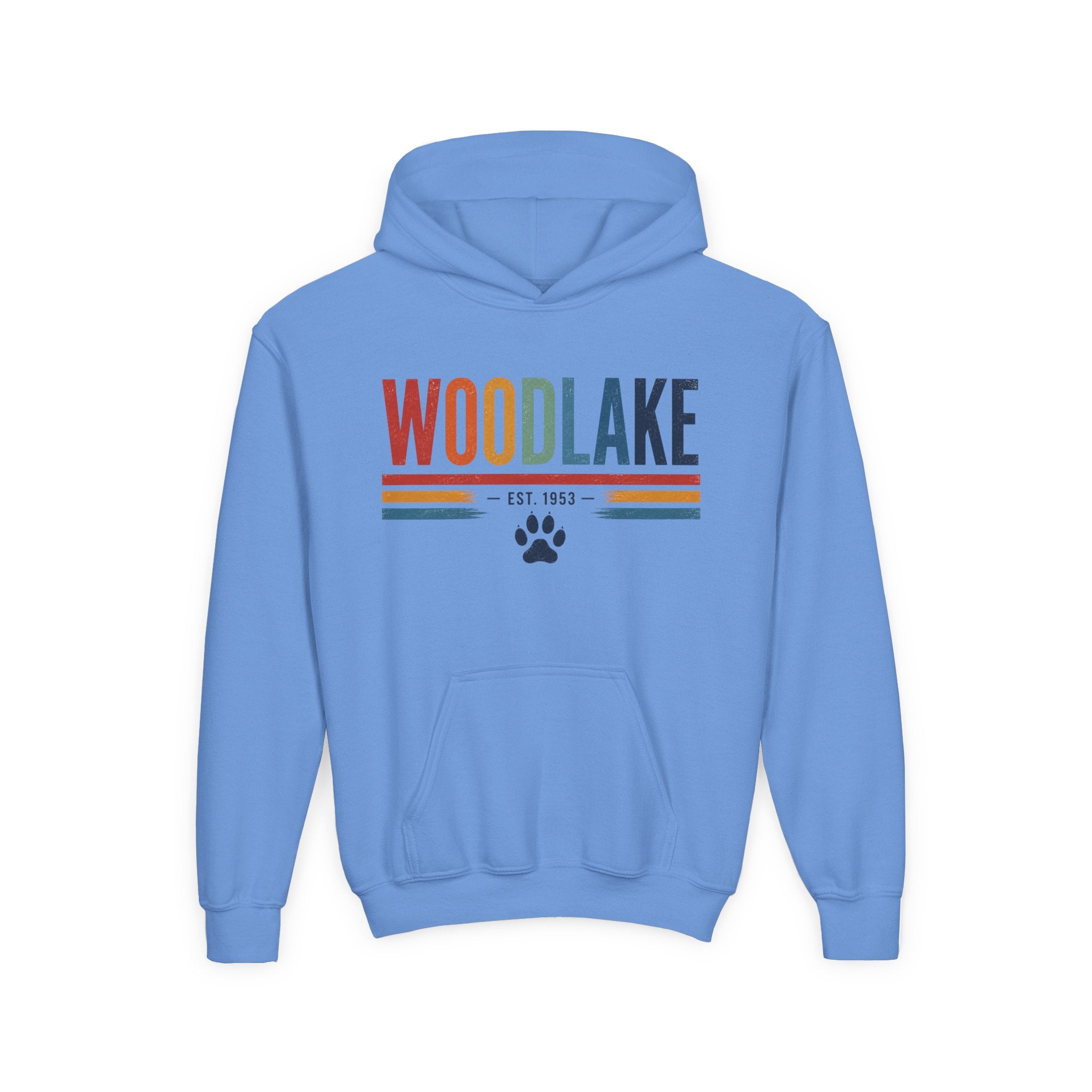 YOUTH Woodlake Retro Hoodie – Paw Print & Est. 1953 Kids Sweatshirt