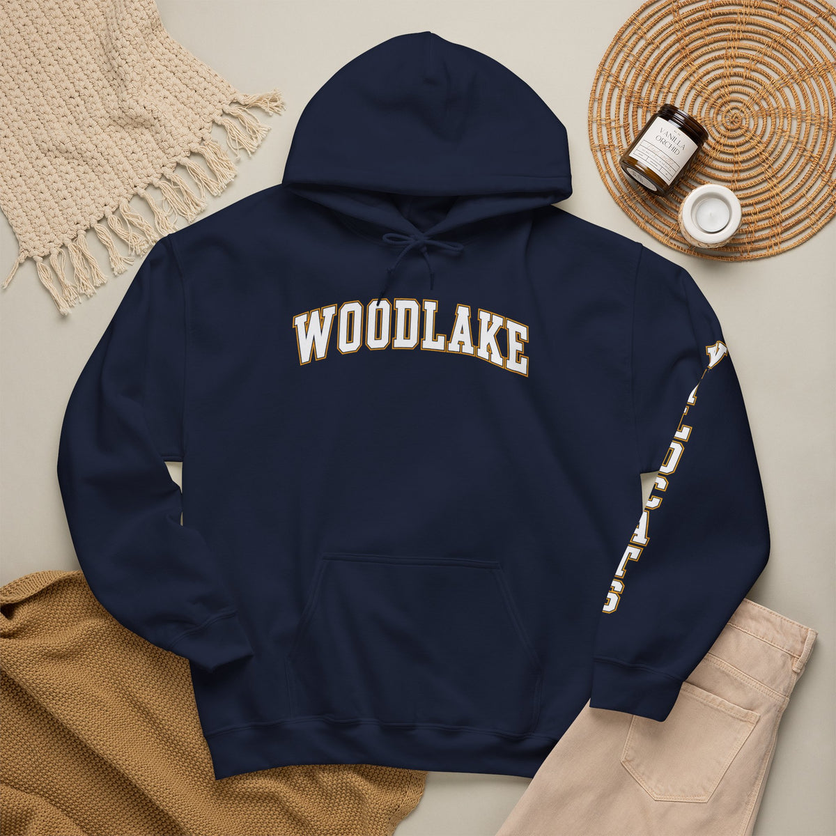ADULT Woodlake Wildcats Hoodie - Collegiate School Spirit Pullover