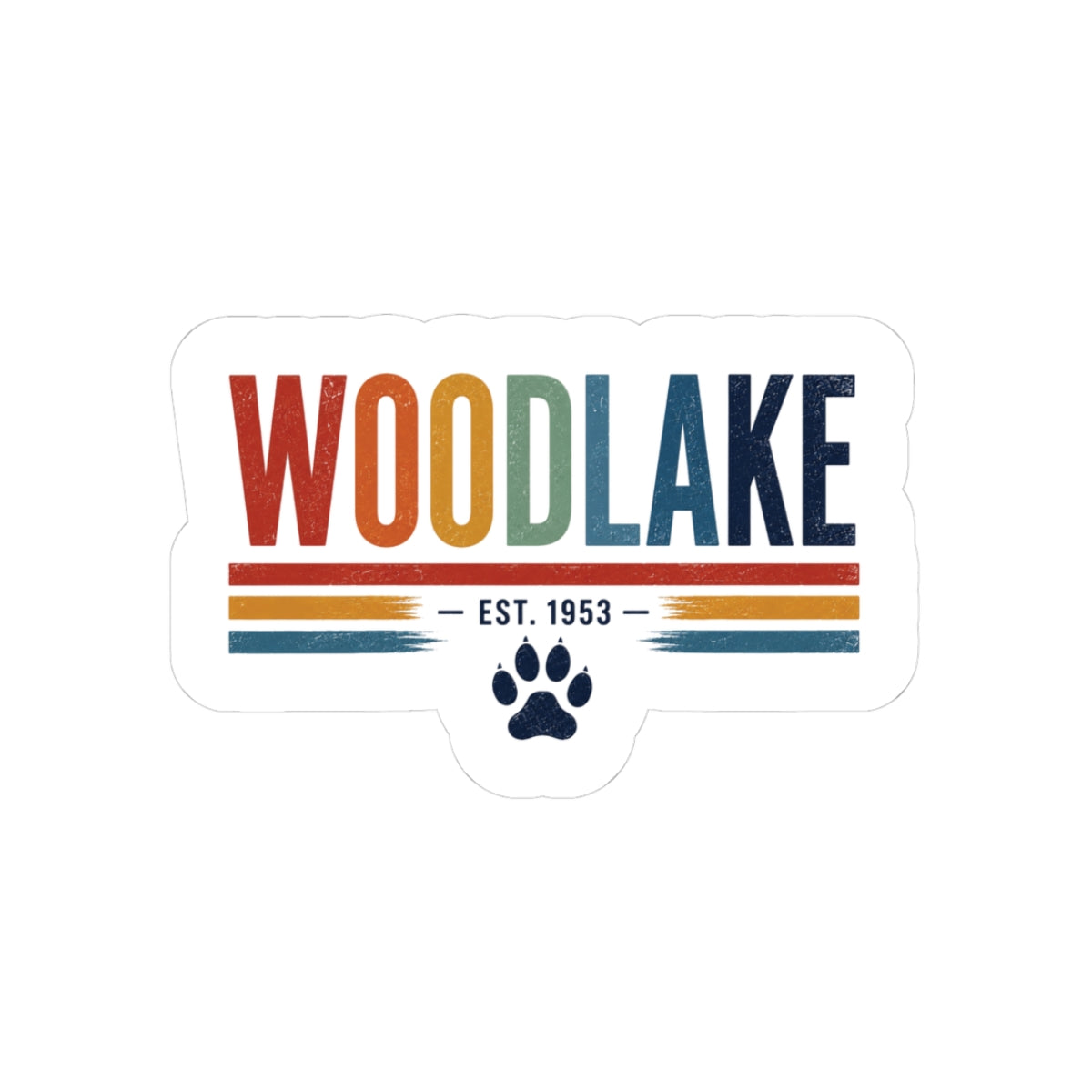 Woodlake Retro Sticker — EST. 1953 Vintage Striped Decal